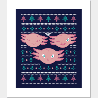 Cute Axolotl Ugly Christmas Sweater Posters and Art